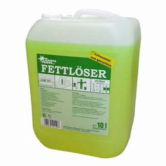 Der Abena Re-Seller GmbH GastroPower Fettlöser Öko-Box, 10 l, ist ein umweltfreundlicher Fettlöser in einem Kunststoffbehälter mit weißem Griff. Er ist mit Hinweisen und Sicherheitshinweisen beschriftet und eignet sich ideal für die Profiküche. Wird als 1 Packung in einem Karton geliefert.