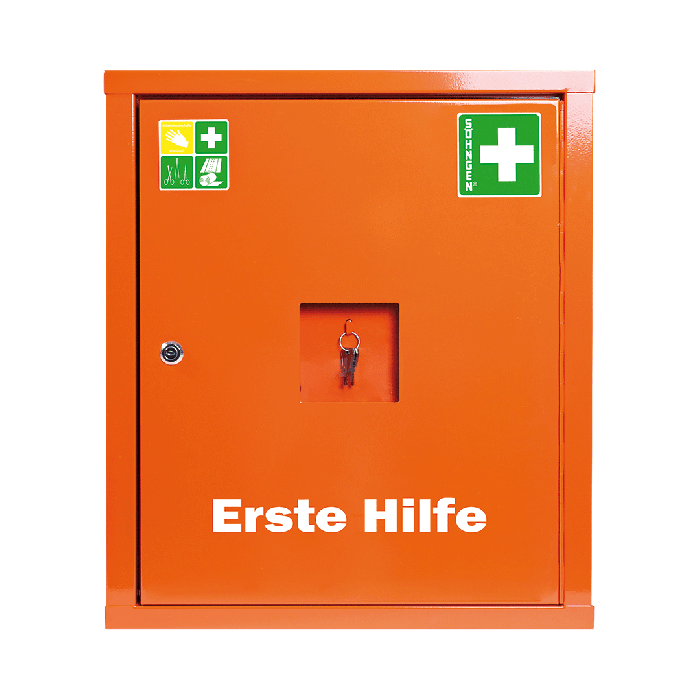 Armadietto di pronto soccorso conforme alla norma industriale EUROSAFE, colore arancione