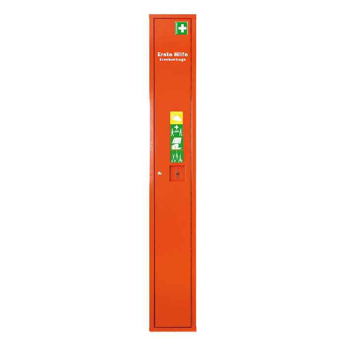 Armoire sur pied avec civière de premiers secours, couleur orange