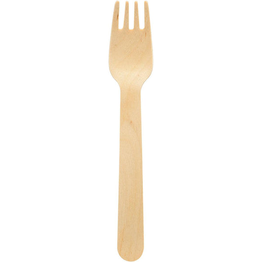 Die Duni GmbH Gabel 160 mm, Holz ungewachst ist ein umweltfreundliches Holzutensil, das Löffel- und Gabeleigenschaften kombiniert und sich ideal für eine nachhaltige Ernährung eignet; erhältlich in Packungen zu 100 Stück.