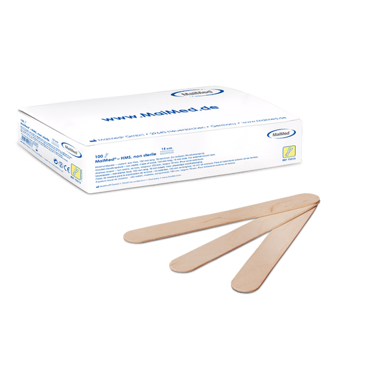 MaiMed - HMS non-sterile wooden mouth depressor, 15cm long, 100 pieces/box | Box (100 pieces)