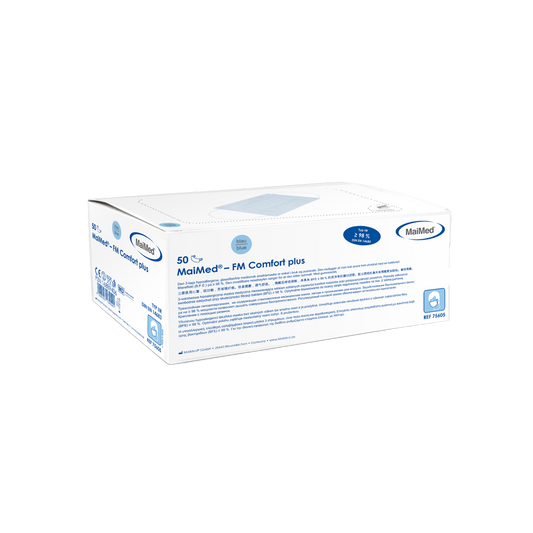 MaiMed-FM C plus.,Maske, unst. mit Gummi OP-Maske, unsteril, 3-lagig, Blau, 50 St./Box | Box (50 Stück)