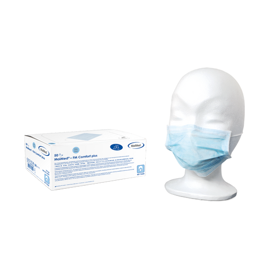 MaiMed-FM C plus.,Maske, unst. mit Gummi OP-Maske, unsteril, 3-lagig, Blau, 50 St./Box | Box (50 Stück)