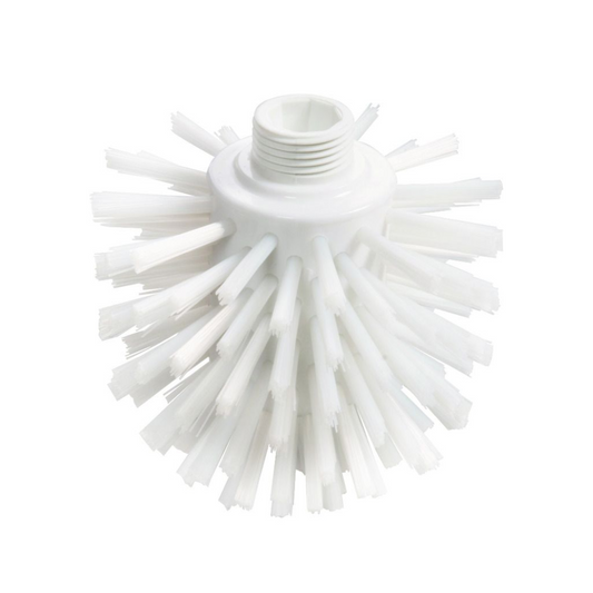 Diese Haug Wolfbürste PP PBT ø0,50 mm Hart 135xø120 mm von Haug Bürsten KG verfügt über einen runden Bürstenkopf mit nach außen gefächerten, steifen Borsten, wodurch sie sich perfekt für Reinigungsaufgaben eignet. Sie verfügt außerdem über einen Gewindeanschluss an der Oberseite zur einfachen Befestigung des Griffs, ideal für lebensmittelsichere Umgebungen.