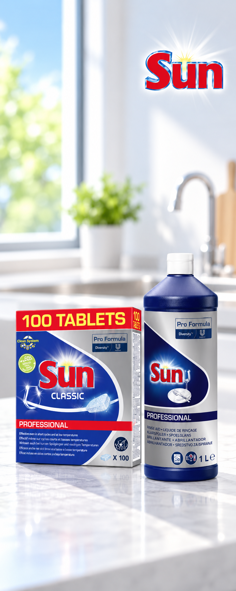 Sun Classic Professional 100 Tabs und Sun Professional Klarspüler 1 L