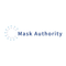 Mask Authority Logo, blaue Punktkreis-Grafik links und Schriftzug rechts, in Blau auf weißem Hintergrund dargestellt