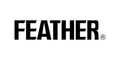 FEATHER Logo in schwarzen Großbuchstaben mit ®-Symbol unten rechts, auf weißem Hintergrund dargestellt