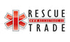 Logo „Rescue Trade“ mit rotem Rettungssymbol links und schwarzem Schriftzug sowie Webadresse darunter
