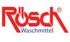 Rösch Waschmittel Logo, „Rösch“ in roter Schrift, darunter „Waschmittel“ in blau, stilisiert auf weißem Hintergrund