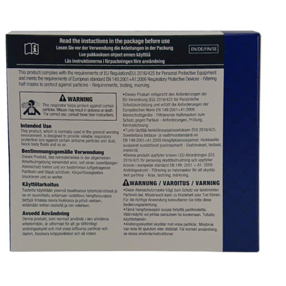 Maschera respiratoria FFP2, bianca, 10 pezzi. / Scatola senza valvola, elastici per le orecchie | Scatola (10 pezzi)