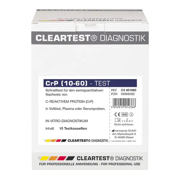 Cleartest CrP HS (10/60) High Sensitive Cut Off: 10mg/l   Reference: 60mg/l Pack: 10 Teste | Packung (10 Tests)