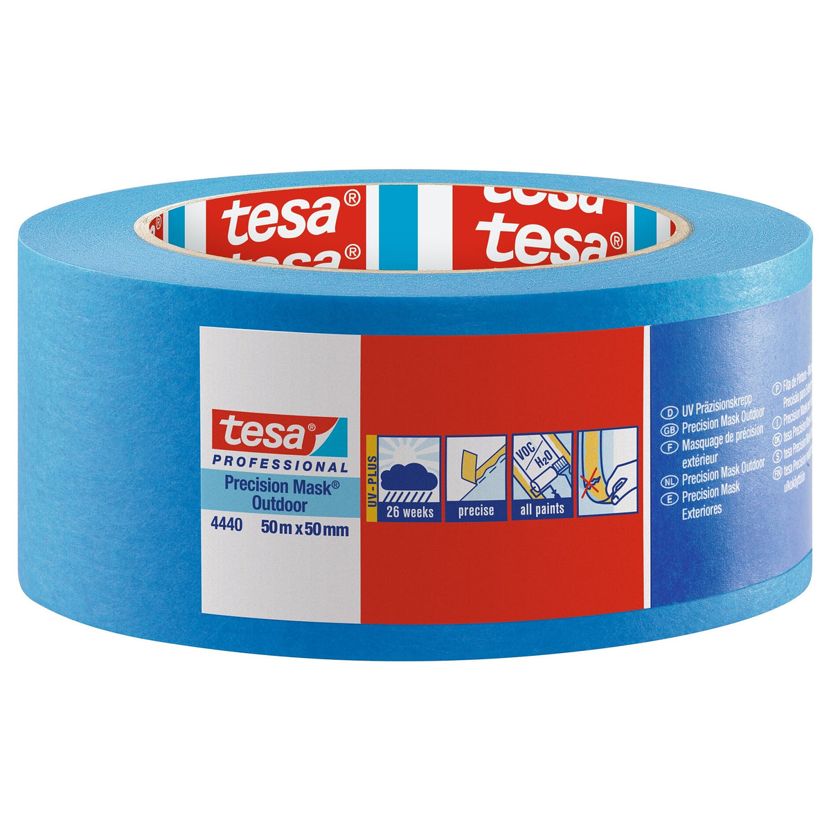 tesa Professional 4440 Präzisionskrepp Außen UV PLUS Malerband, blau 50 m x 50 mm