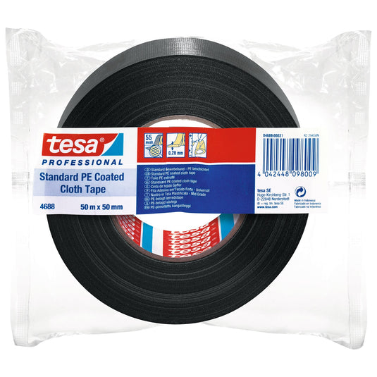 tesa Professional 4688 PE Reparaturband schwarz, 50 m x 50 mm