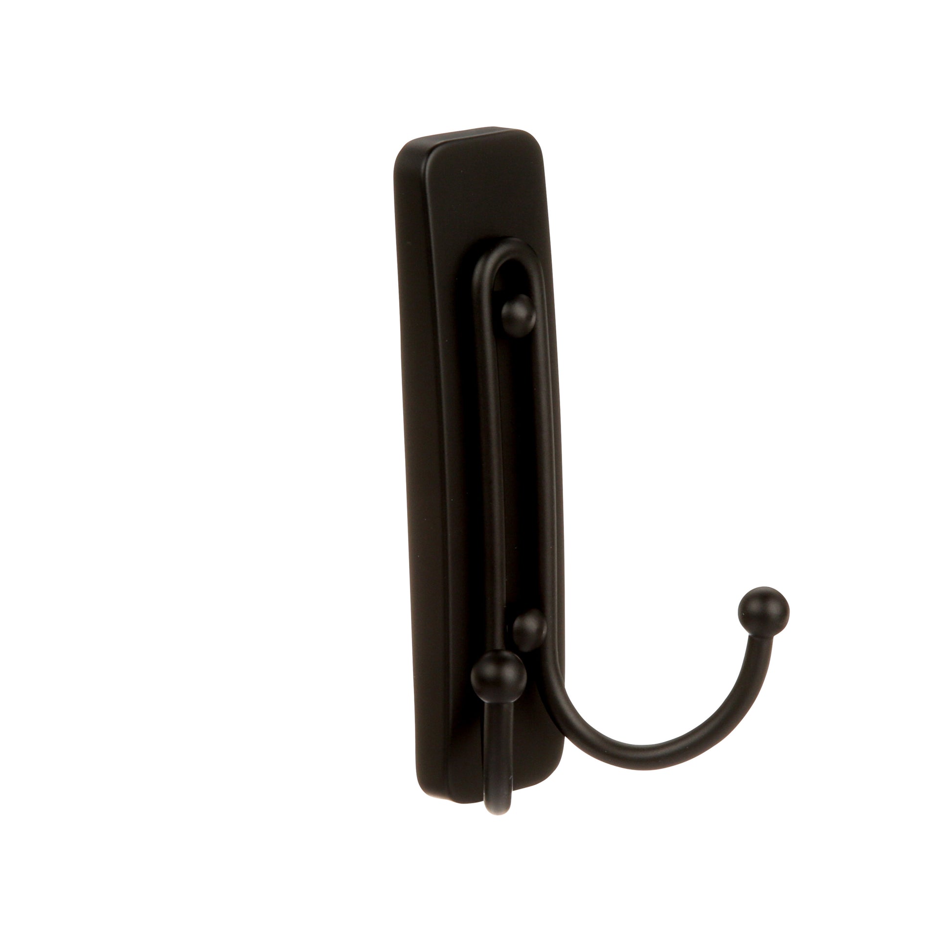 Der Großer Command™ Doppelhaken in gebürstetem Nickel von 3M Deutschland GmbH, mit rechteckiger Basis und zwei Haken, ist im Pack mit 1 Haken und 1 Strip auf weißem Hintergrund abgebildet.