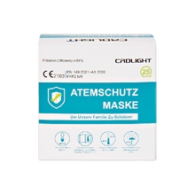 Mascherina di protezione respiratoria FFP 2 senza valvola, confezione da 25 pezzi