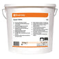 Un seau blanc de 10 kg Diversey Suma Shine K2, nettoyant en poudre blanchissant par immersion (seau) de Diversey Deutschland GmbH & Co. OHG est posé sur un fond blanc avec une poignée en métal et une étiquette orange et blanche avec des informations multilingues.