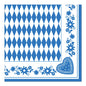 Les serviettes PAPSTAR 1/4 pli, 40x40 cm bleu, "Bayrisch Blau" de PAPSTAR GmbH ont un centre en losange bleu-blanc avec une bordure de fleurs et de cœurs bleus - des serviettes bavaroises idéales pour l'Oktoberfest (50 pièces).