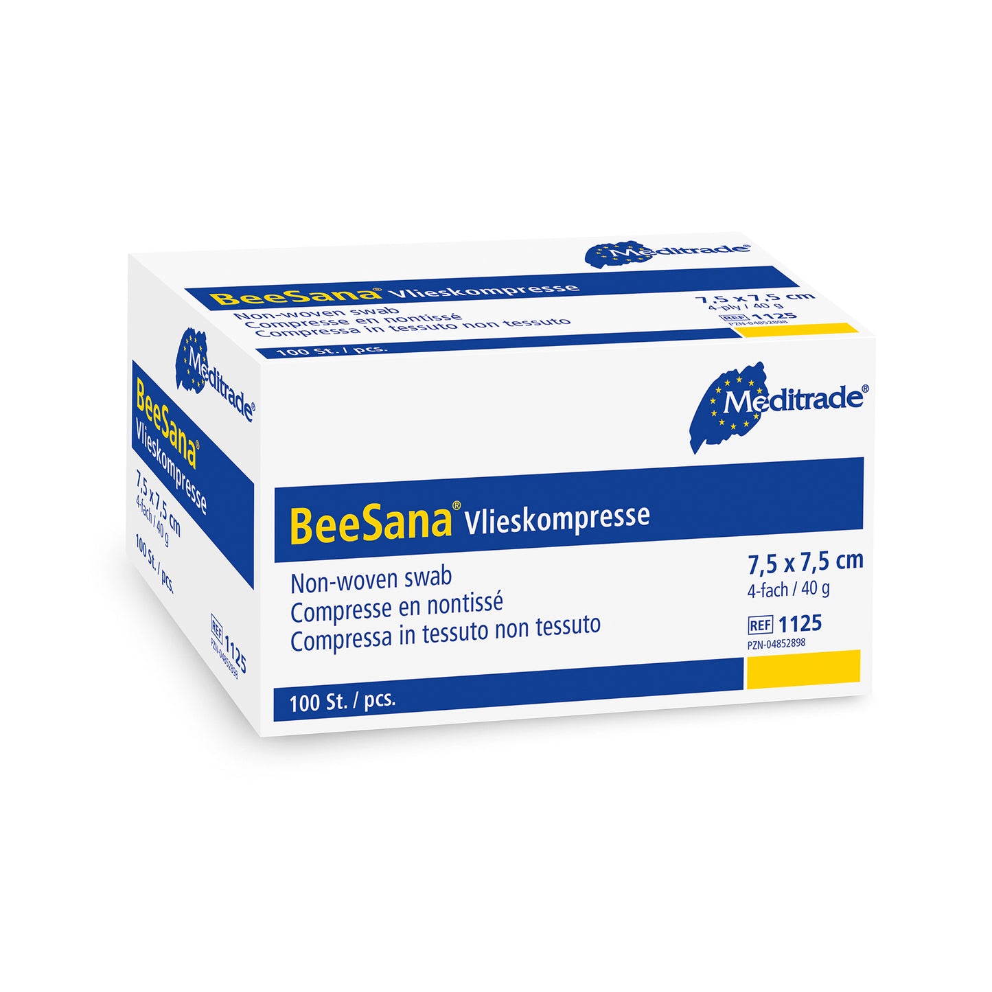 BeeSana® fleece compress, non-sterile, 4-fold, 40 g, 7.5 x 7.5 cm | Pack (100 pieces)