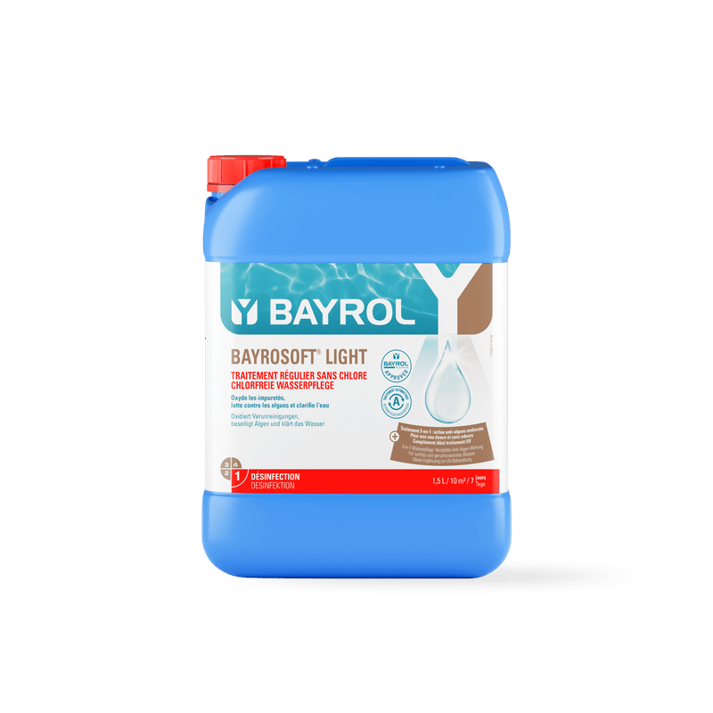 BAYROL Bayrosoft® Light 20 L a base di ossigeno attivo per la disinfezione