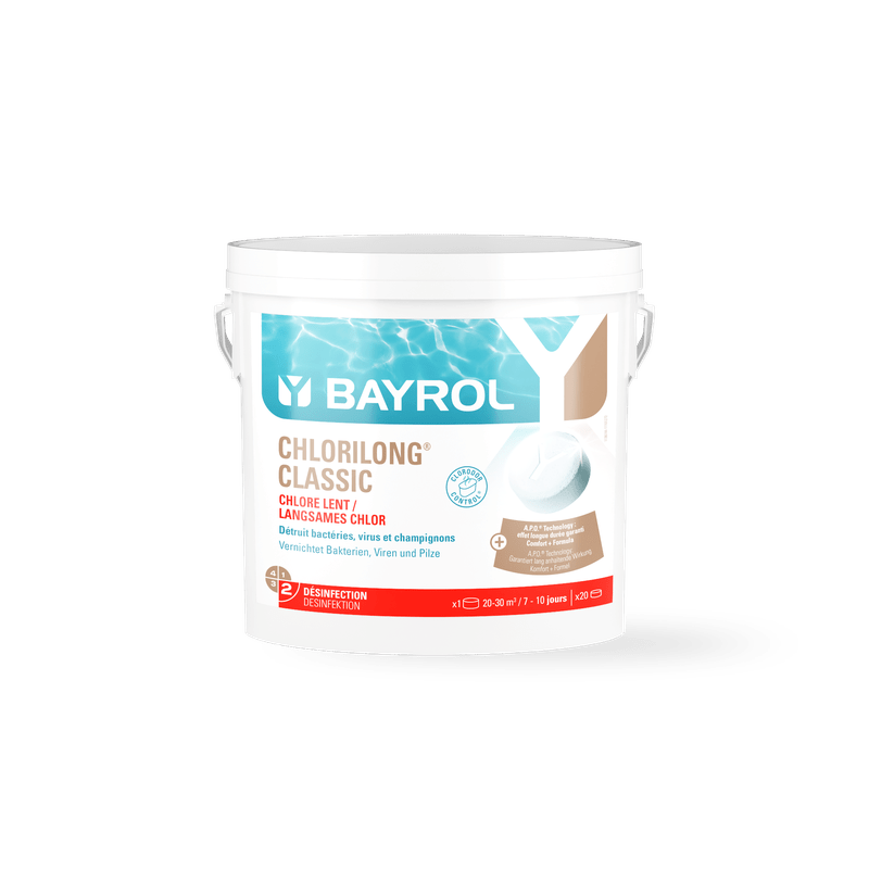 Pastilles de chlore à dissolution lente BAYROL Chlorilong® CLASSIC pour piscine
