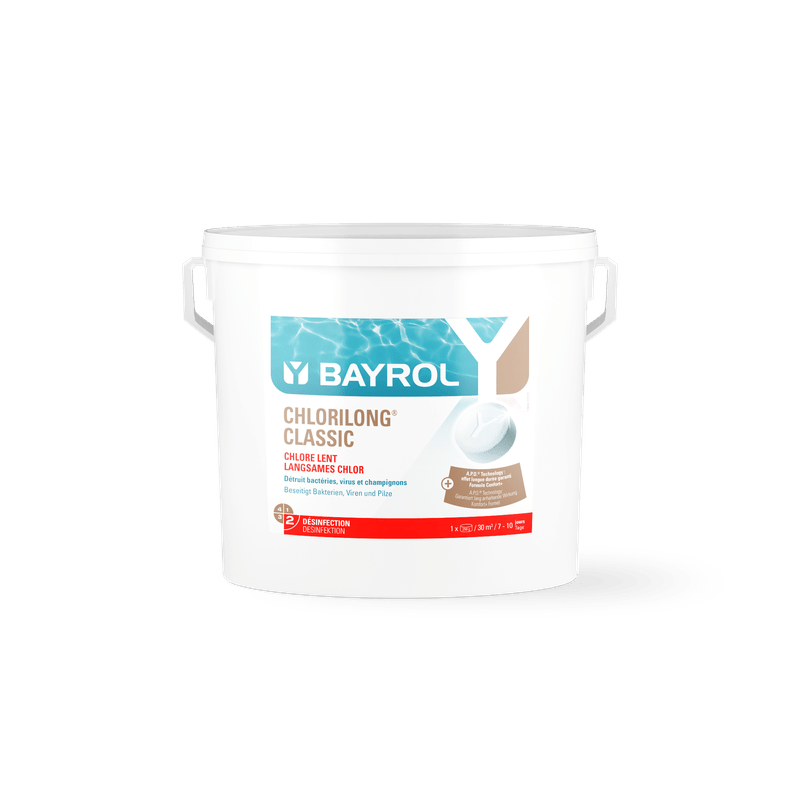 Pastilles de chlore à dissolution lente BAYROL Chlorilong® CLASSIC pour piscine