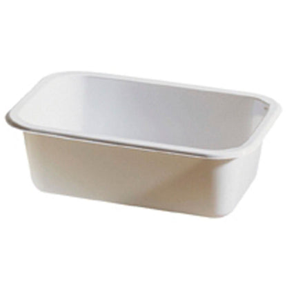 Il CPET Take-Away piccolo Bianco CPET della Duni GmbH è un piccolo contenitore di plastica bianco rettangolare con angoli arrotondati, raffigurato vuoto su sfondo bianco. Ha un design semplice ed è adatto per il microonde.