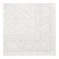 PAPSTAR 50 tovaglioli "ROYAL Collection" con piega a 1/4, 40 x 40 cm, tovaglioli di carta bianchi della PAPSTAR GmbH con motivo floreale e paisley in rilievo sul bordo e al centro, per un effetto delicato e strutturato.