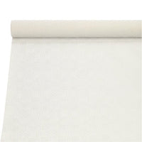 The paper tablecloth with damask embossing (10 m x 1 m) from the PAPSTAR The GmbH logo is partially depicted on a white background and features a subtle, light-colored, square geometric pattern.