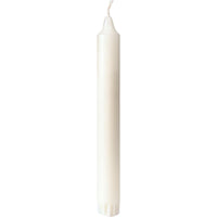 A package containing 30 white crown candles (200x22 mm, 100% stearin, 7-hour burn time) from Duni GmbH is shown standing upright against a white background.