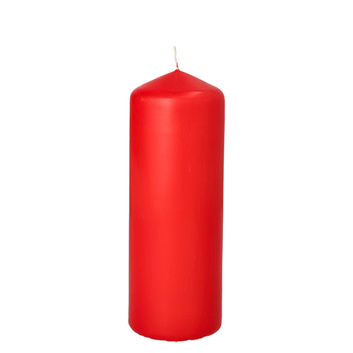 The PAPSTAR red pillar candle (Ø 60 mm, 165 mm, shrink wrap) from PAPSTAR GmbH stands upright on a white background - ideal as a decorative candle for any setting.