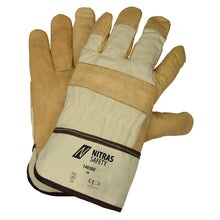 NITRAS Rindvolllederhandschuhe, naturfarben / braun, EN 388 Baumwolle | Packung (12 Paare)