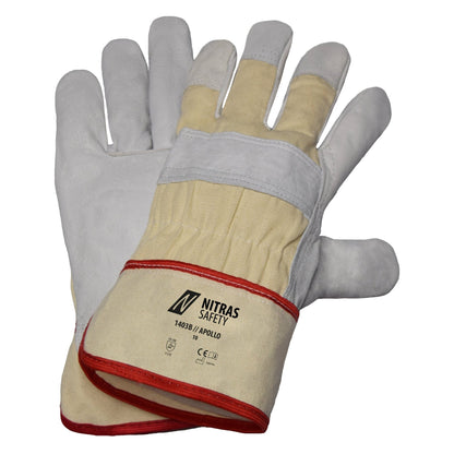 NITRAS APOLLO, Rindvolllederhandschuhe, naturfarben / grau