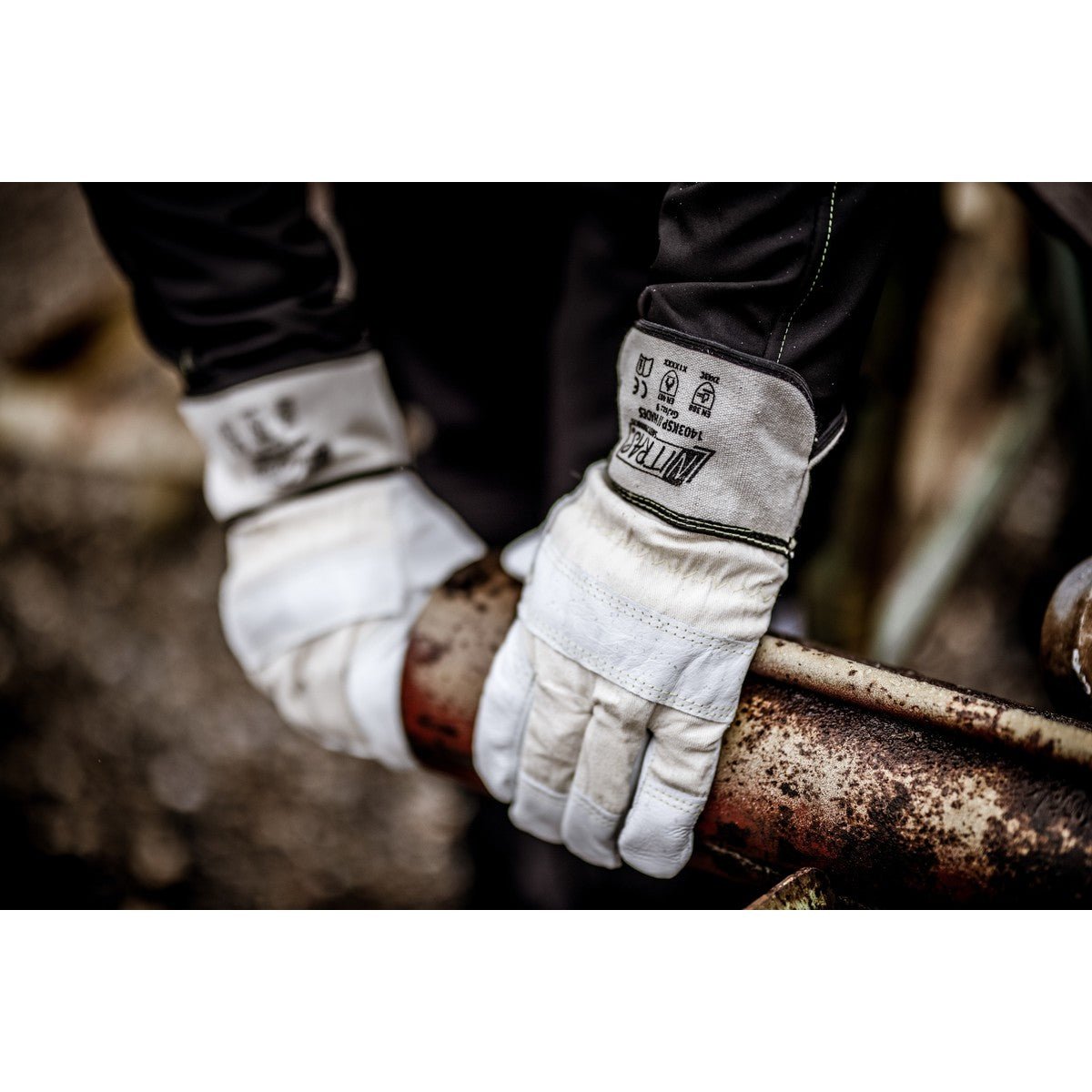 NITRAS HADES, Schnittschutzhandschuhe, naturfarben / grau