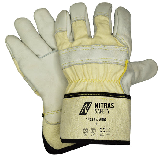 NITRAS ARES, guanti antitaglio, colore naturale/grigio