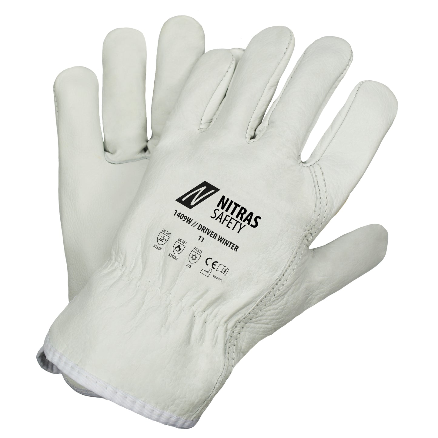 NITRAS DRIVER WINTER, Rindvolllederhandschuhe, grau