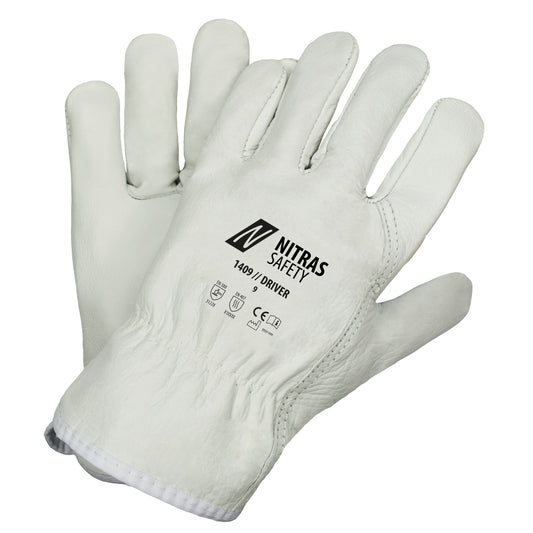 NITRAS DRIVER, Rindvolllederhandschuhe, grau
