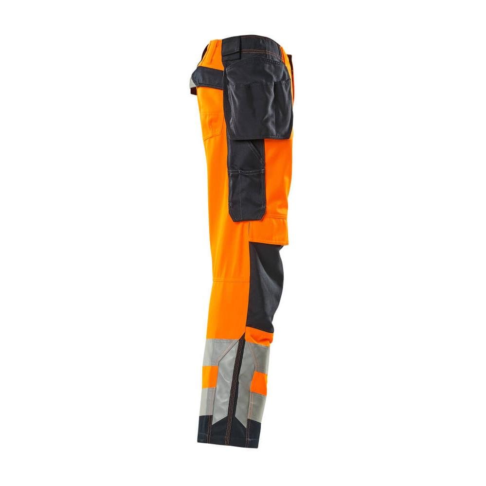 Pantaloni MASCOT® Wigan da artigiano, arancione ad alta visibilità/nero-blu
