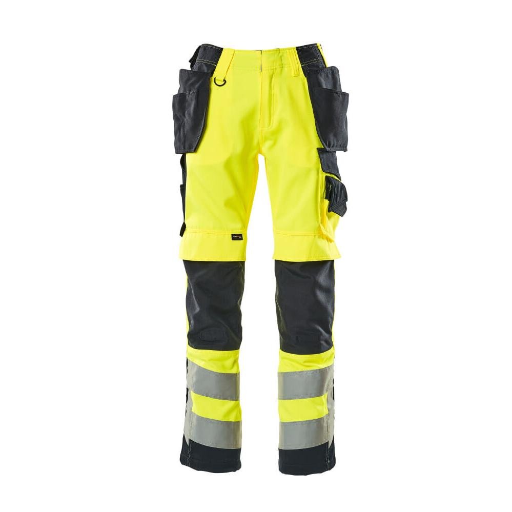 Pantaloni MASCOT® Wigan da artigiano, giallo ad alta visibilità/nero-blu