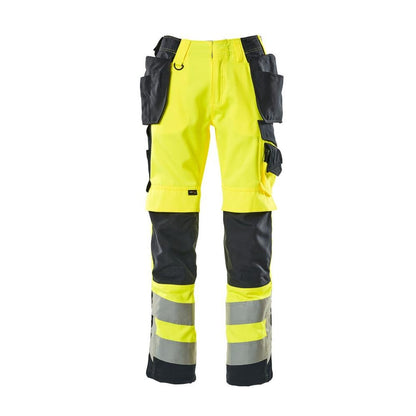 Pantaloni MASCOT® Wigan da artigiano, giallo ad alta visibilità/nero-blu