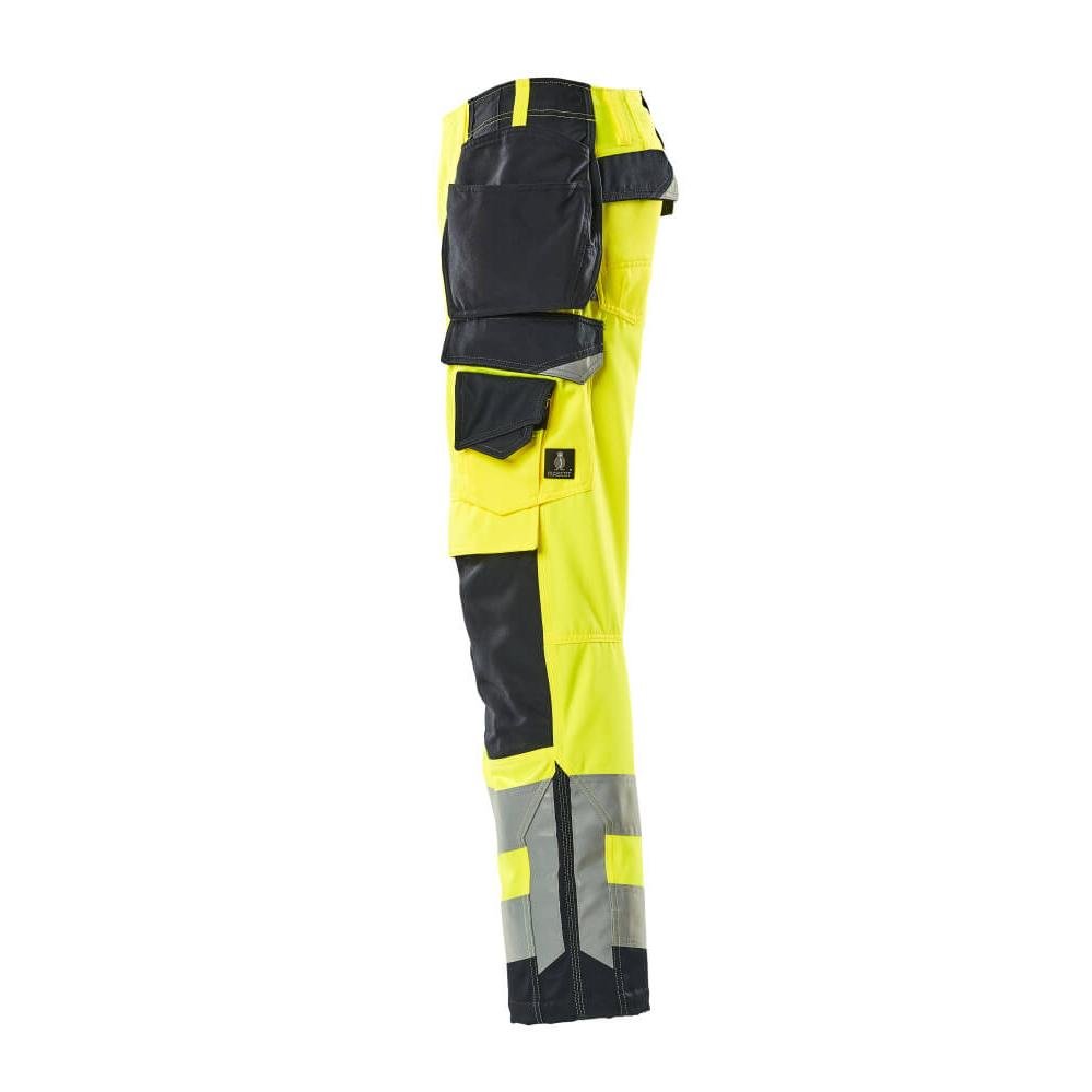Pantaloni MASCOT® Wigan da artigiano, giallo ad alta visibilità/nero-blu