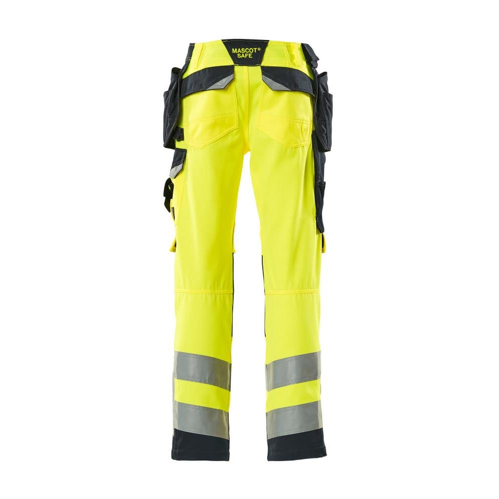 Pantaloni MASCOT® Wigan da artigiano, giallo ad alta visibilità/nero-blu