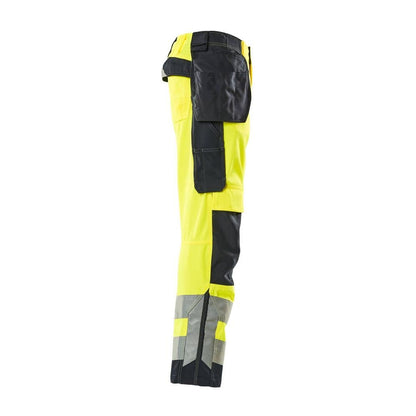 Pantaloni MASCOT® Wigan da artigiano, giallo ad alta visibilità/nero-blu