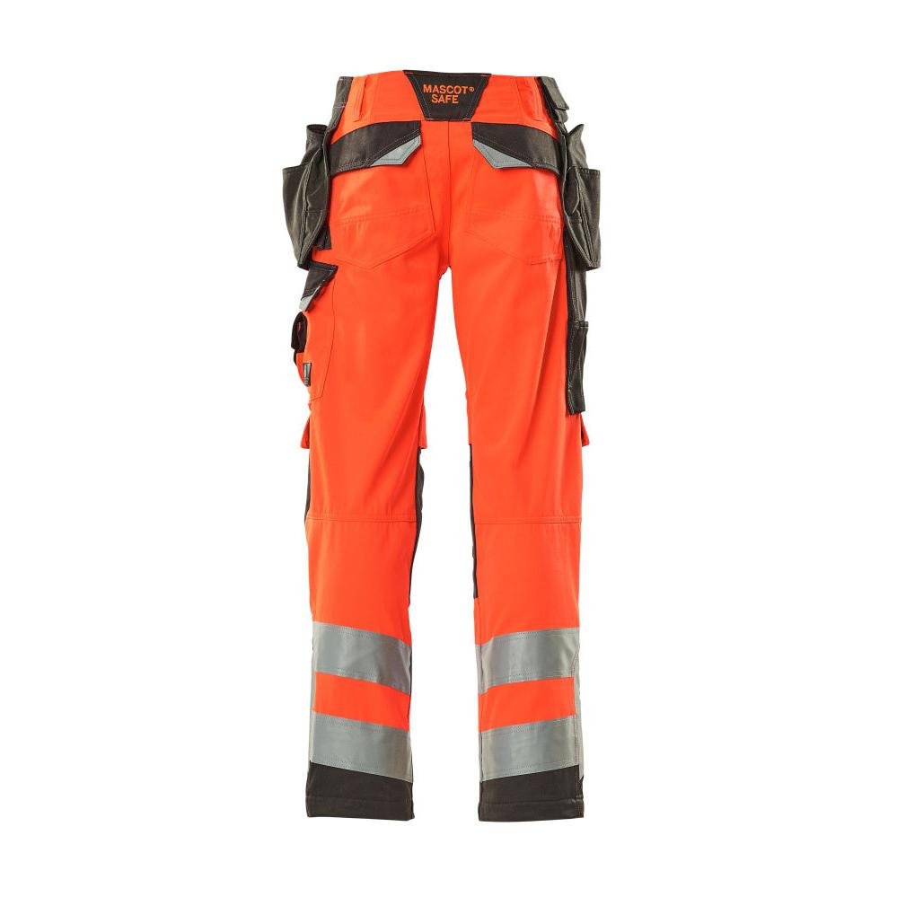 Pantaloni MASCOT® Wigan da artigiano, rosso ad alta visibilità/antracite scuro