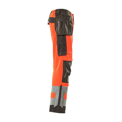 Pantaloni MASCOT® Wigan da artigiano, rosso ad alta visibilità/antracite scuro