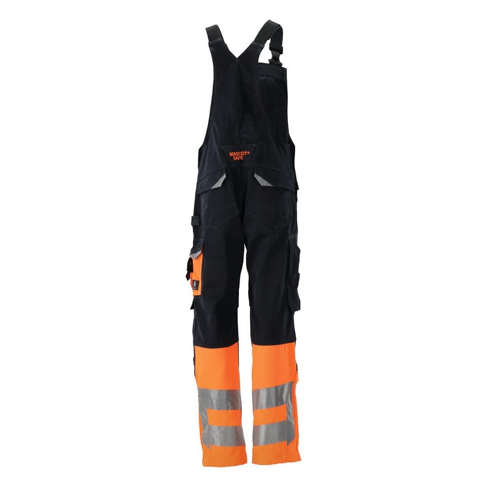 MASCOT® Sunderland dungarees, black blue/hi-vis orange