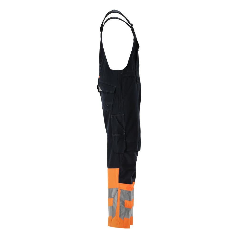 MASCOT® Sunderland dungarees, black blue/hi-vis orange