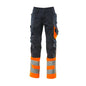 MASCOT® Leeds trousers, black blue/hi-vis orange