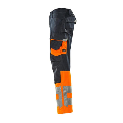 MASCOT® Leeds trousers, black blue/hi-vis orange