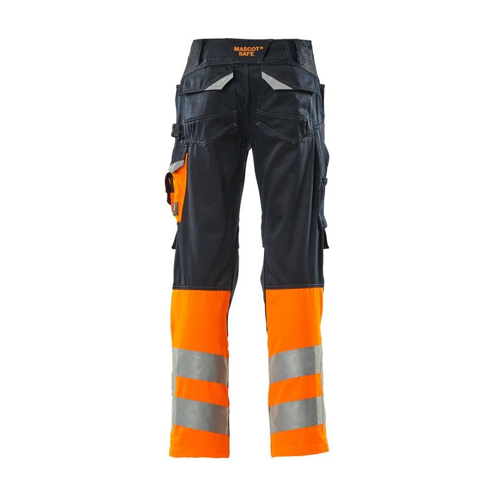 MASCOT® Leeds trousers, black blue/hi-vis orange