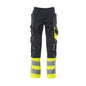 Pantalon MASCOT® Leeds, noir bleu/jaune haute visibilité